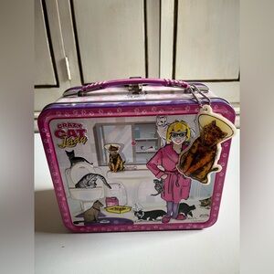 New Crazy Cat Lady Lunch Box Metal Storage Archie McPhee Gag w/ Cat Keychain
